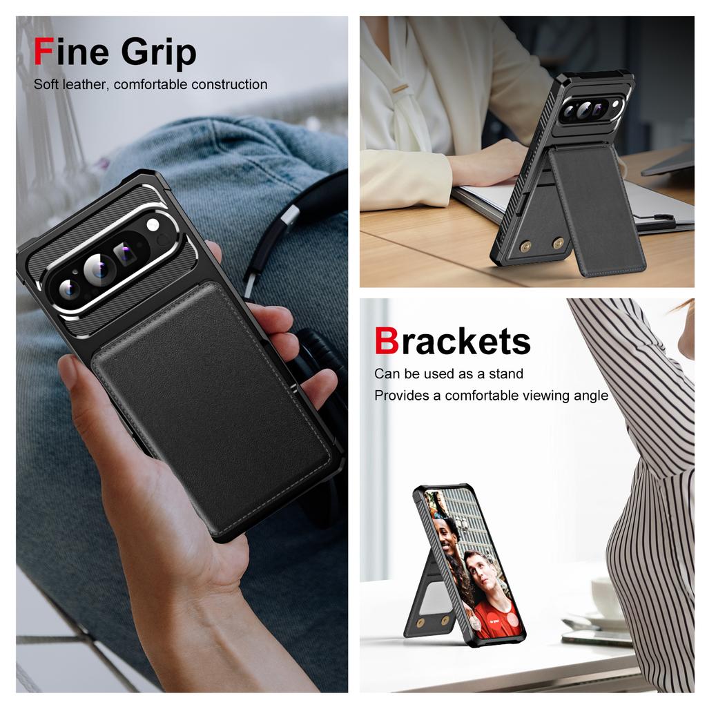 ZM11 For Google Pixel 9 Pro/9 Case Card Slot Kickstand PU+TPU Phone Cover