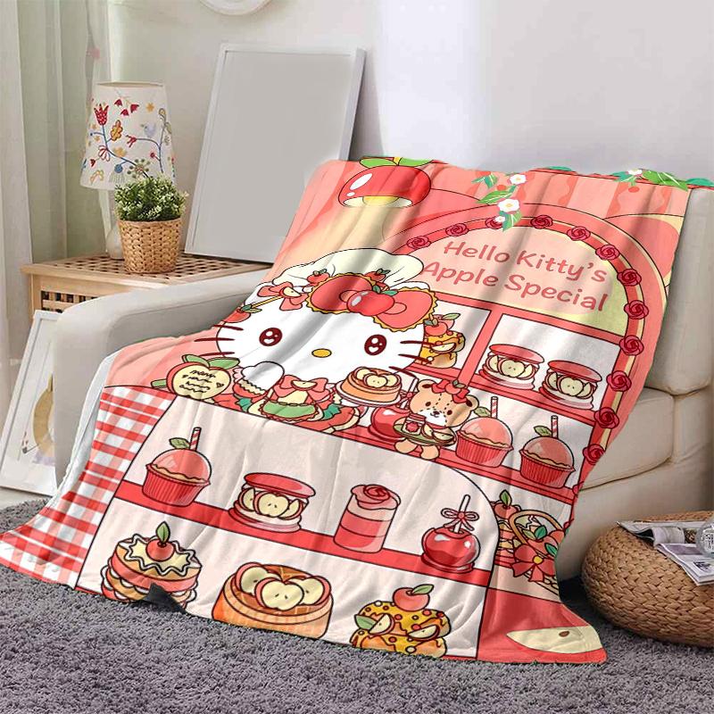 1pc Sweet Celebration Hello Kitty's Home Decor Blanket, Living Room, Travel, Camping, Car Blankets, Beach, Office Naps, Gift Blanket Cartoon Throw, Un