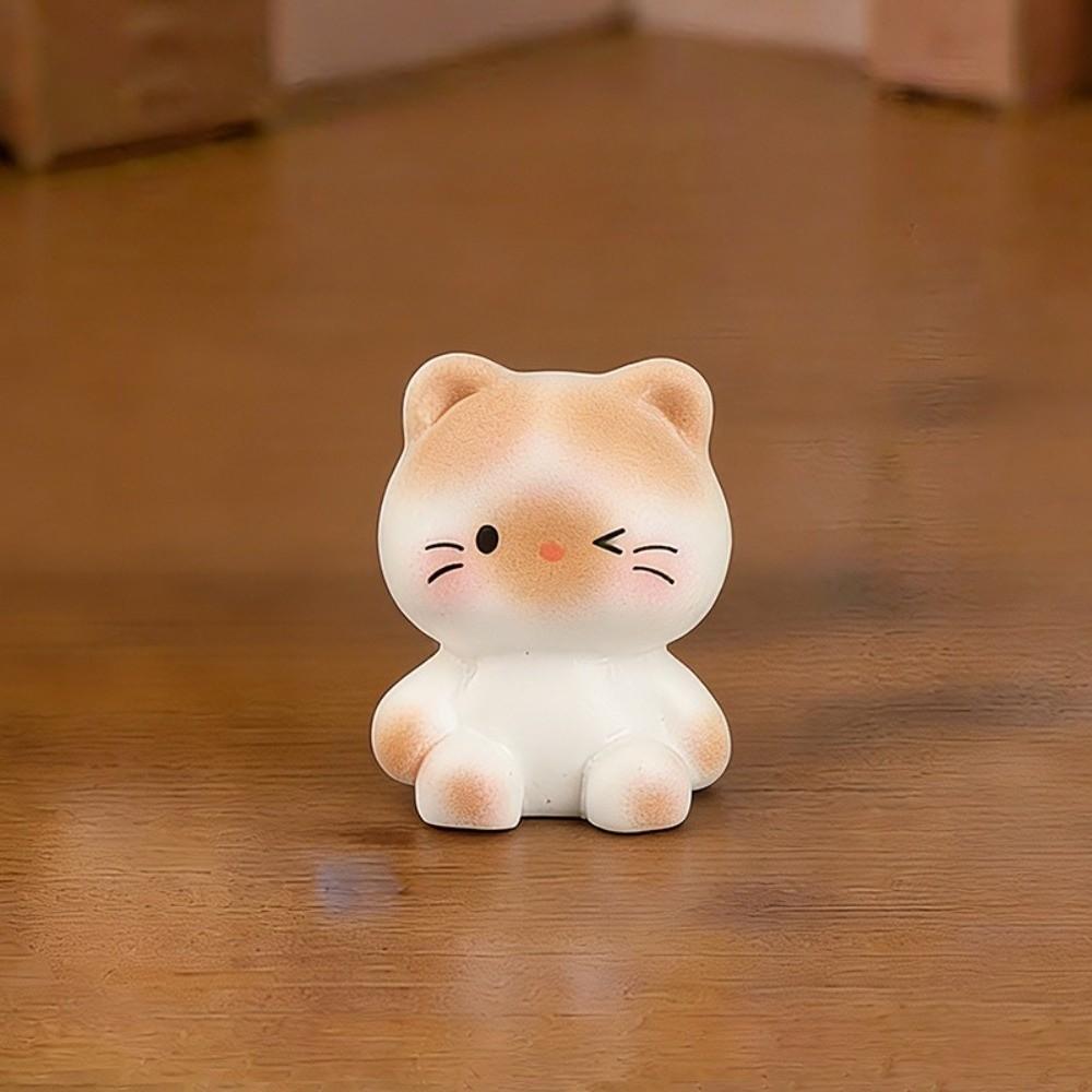 6pcs Small Size Kittens Decorations Resin Desktop Cat Decorations Cat Ornaments  Home Decoration