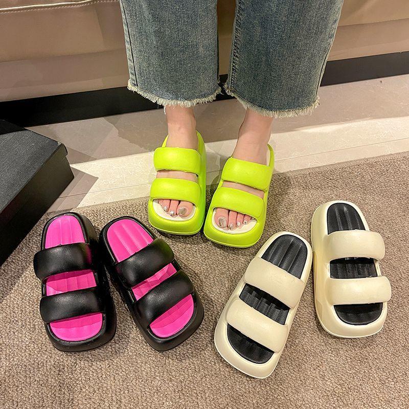 Fairy style versatile beach cool slippers outer wear 2025 summer new high-value non-slip fashion height-enhancing slippers women