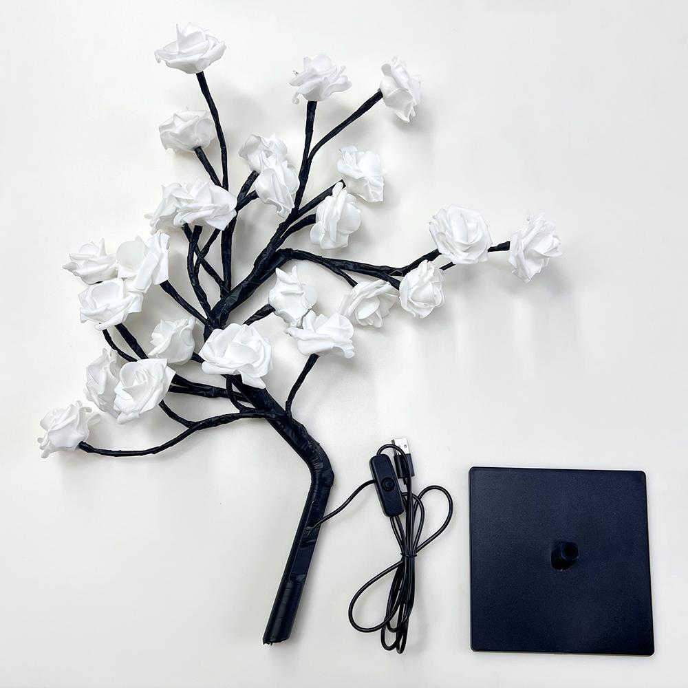 LED Rose Tree Lights 24LEDs USB Operated Table Lamp Atmosphere Lighting for Wedding Party Gift Birthday Festival Lover Home Deco