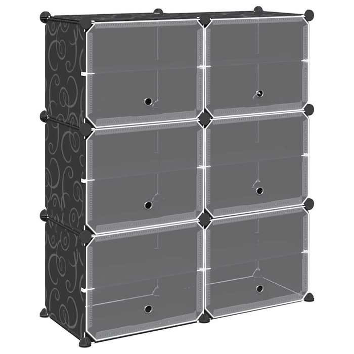 VidaXL Storage Cubes 6 Pcs with Doors Black PP, Storage Cube, Cube Storage Organizer, Shelf At 4019576