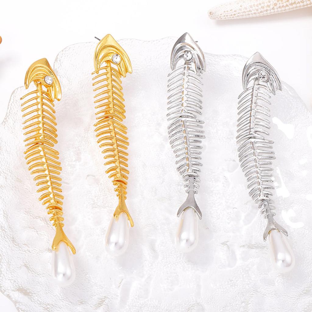 Europäische und amerikanische leichter Luxus hoher Sinn Mode Trend übertriebene Fischgräten-Ohrringe Persönlichkeit Nische vielseitig Damenohrringe