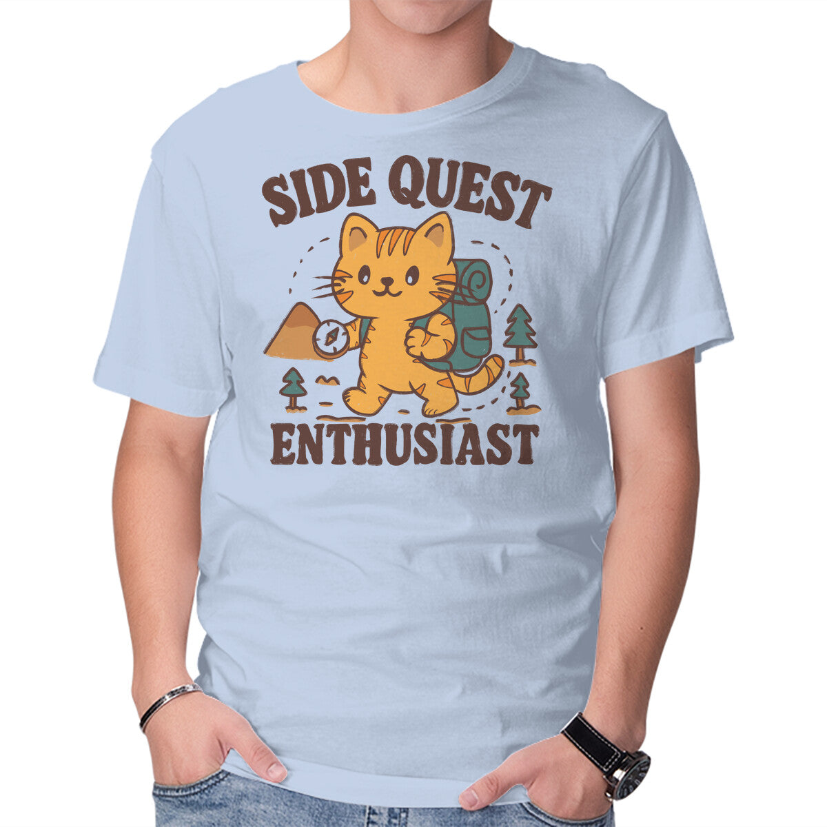 Unisex Crew Neck T-Shirt Side Quest Enthusiast Graphic Short Sleeve Casual Tee XXXXL
