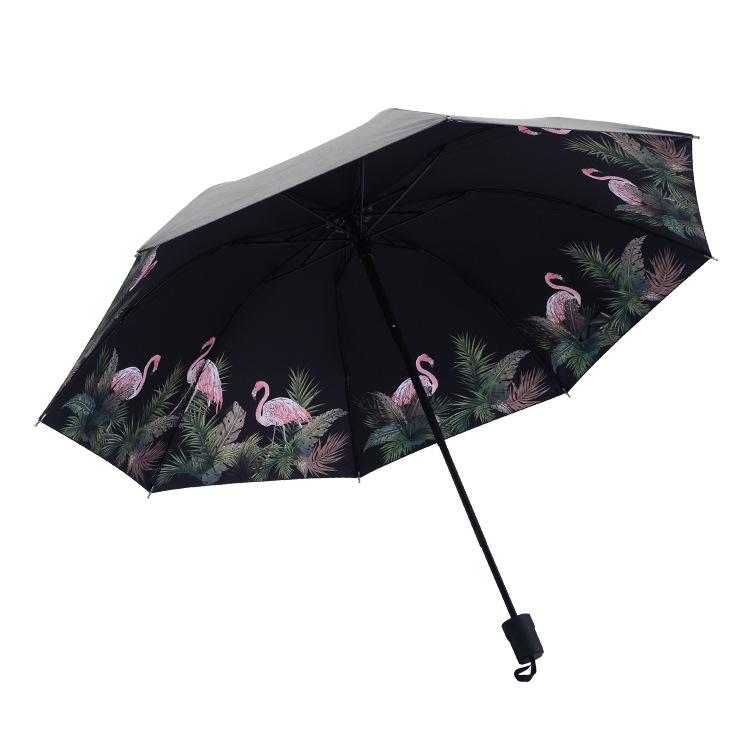 Umbrella Flamingo vinyl umbrella UV protection parasol Women's sun protection three-fold umbrella