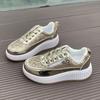 Spring and Autumn Trend Platform Casual Shoes New Glossy Fashion Sports Women's Shoes Low-top Lace-up Flat-soled Single Shoes