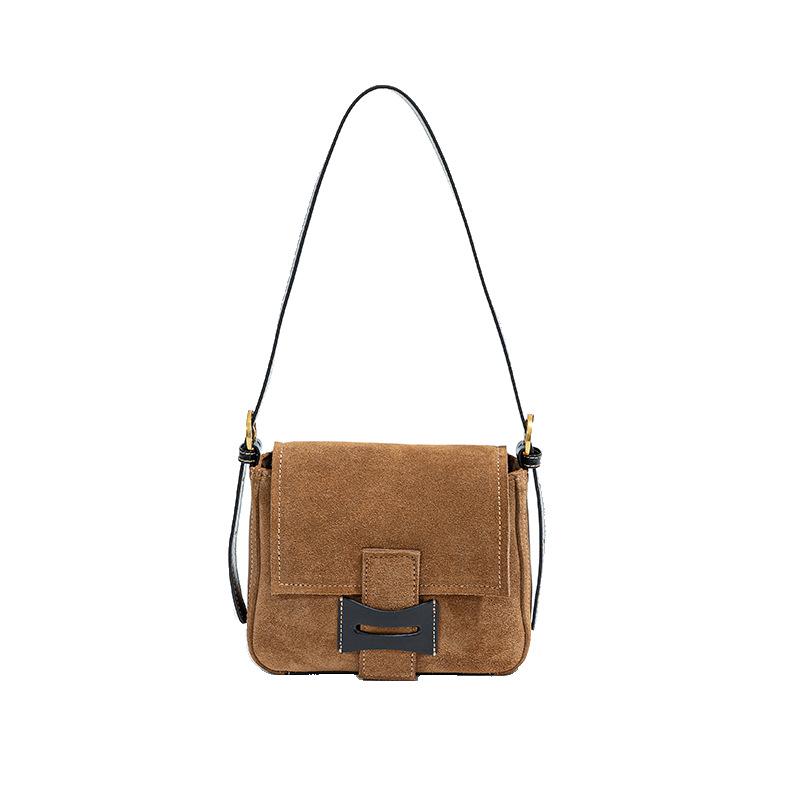 Frosted leather messenger bag 2025 new autumn and winter versatile cowhide small square bag fashionable retro premium shoulder messenger bag