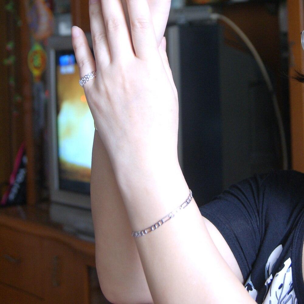 Classic Solid 925 Sterling Silver 4MM Figaro Chain Bracelet Suitable for Bracelet 20CM Length Fine Jewelry Gift