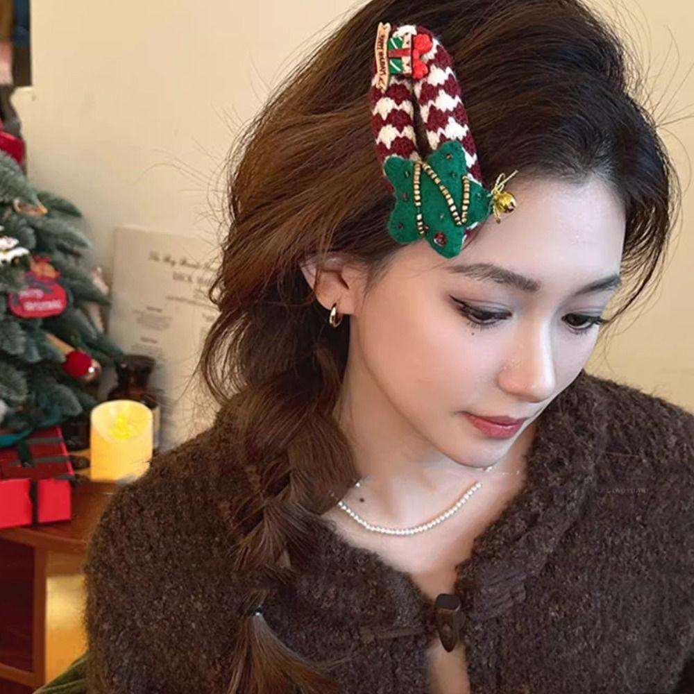 Felt Christmas Tree Hair Clip Elk Xmas Wool Barrettes Unique Santa Claus Hairpin  Girls