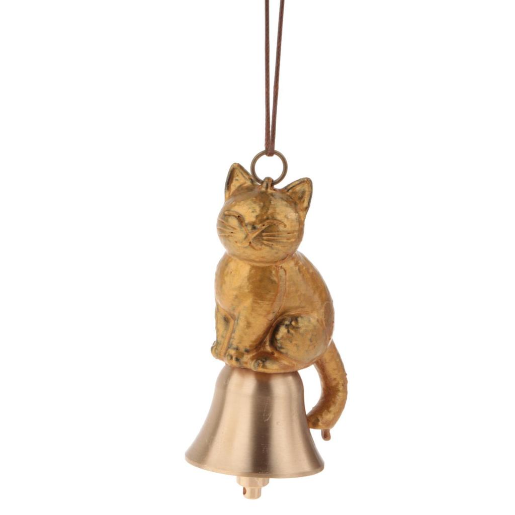 Katzen-Gedenk-Windspiel Feng Shui Dekor Retro Dekoratives Hängeornament Windglocke für Terrasse Bauernhaus Zimmer Fenster Balkon
