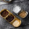 Stainless Steel Sauce Dish Multi Compartment Condiment Plate Gold Color Thickened Korean BBQ Dipping Plate Outdoor Picnic Dish Camping Tableware