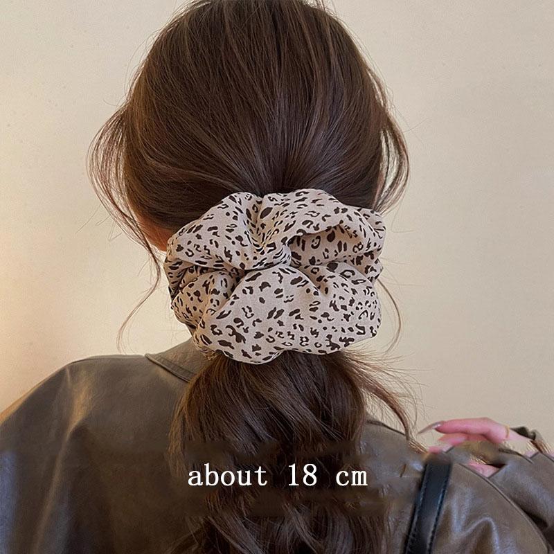 Elegant Solid Leopard Pattern Large Intestine Scrunchie For Women Girls Sweet Hair Band Hair Tie Hair Rope Hair Accessories