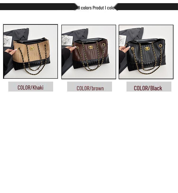 Retro gewebte Damen Umhängetasche - Schultertasche mit großem Fassungsvermögen und modischer Textur