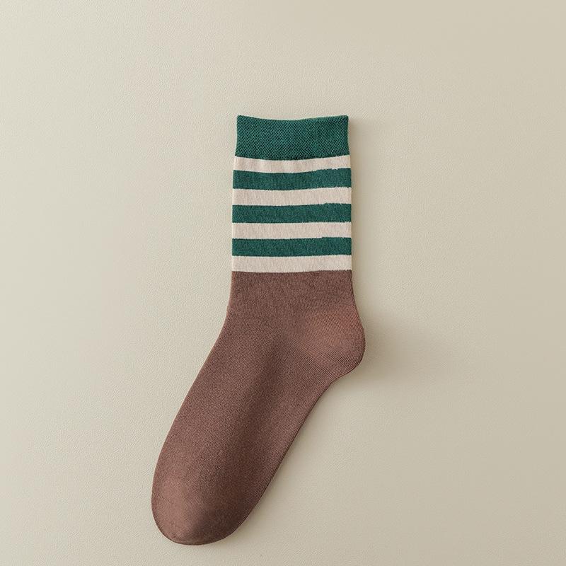 Female Autumn and Winter Three Bar Color Collision Student Movement Cotton College Wind Tube Socks