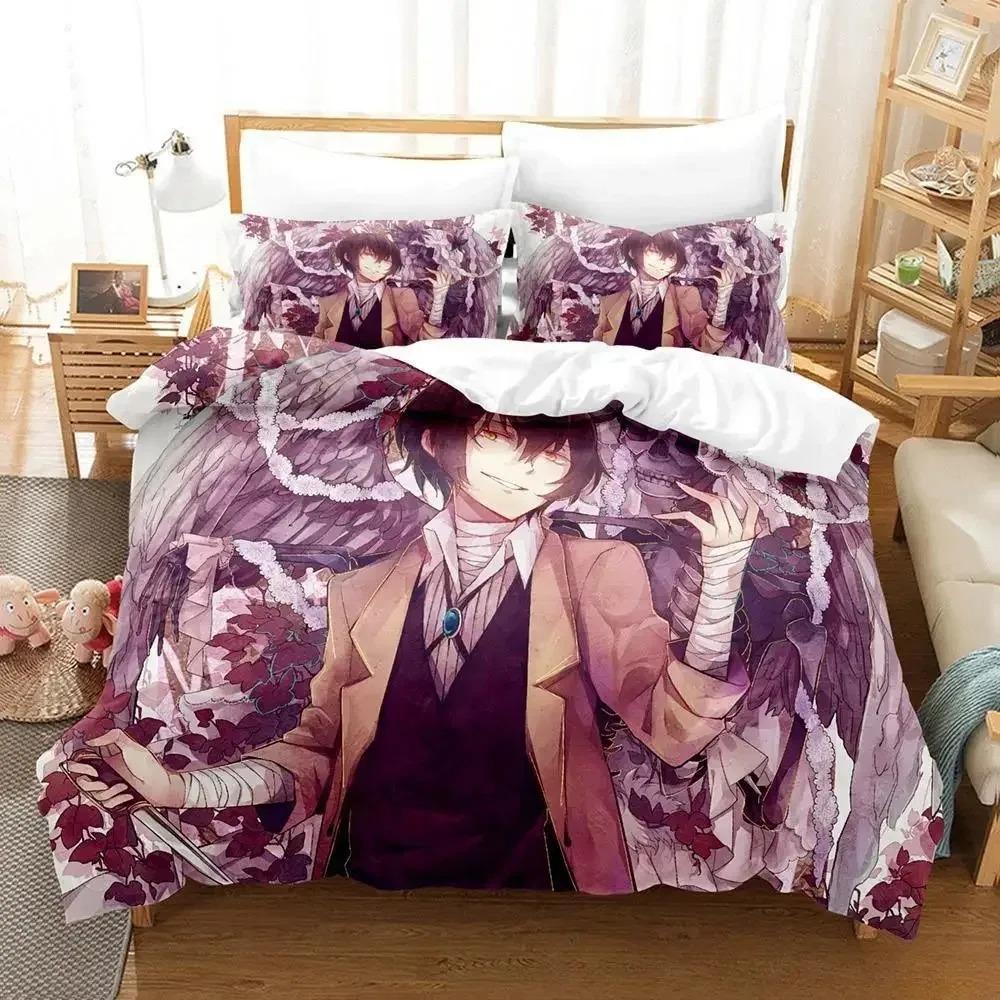 Fashion Bungou Stray Dogs S4 Bedding Set Cartoon Anime Three-piece Set Adult Kid Bedroom Duvet Cover Sets 3D Print Kawaii Anime
