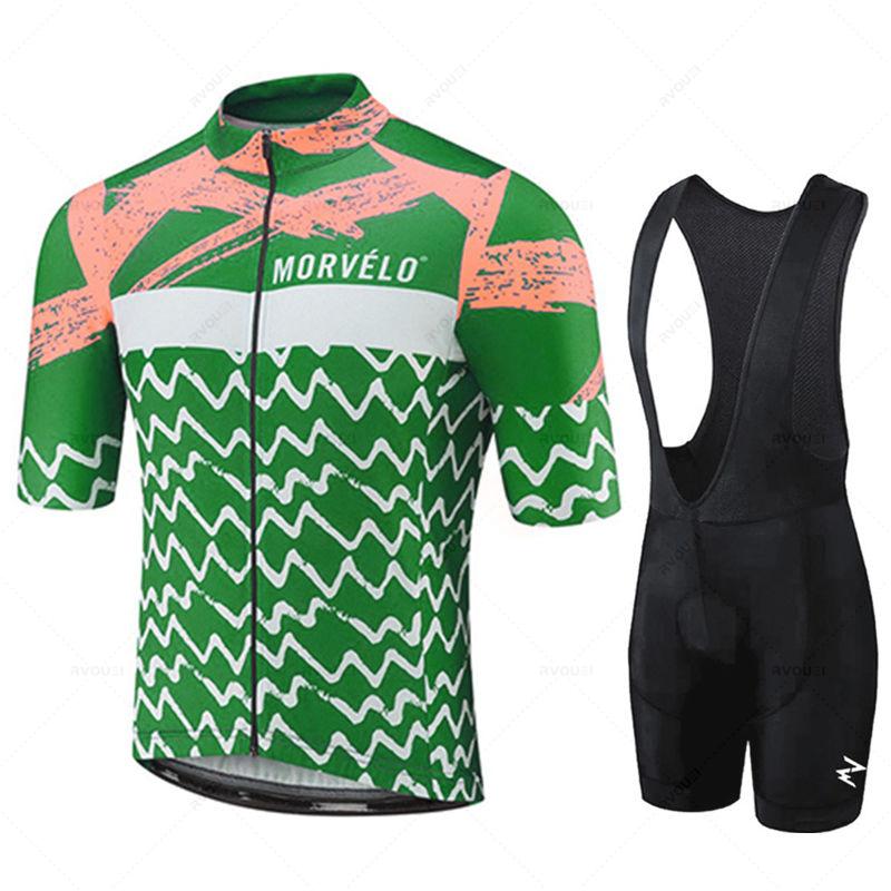 Morvelo Herren Radhose Kurze Ärmel Fahrradbekleidung Sportbekleidung Outdoor MTB Ropa Maillot Ciclismo Trägerhose 2026 Sommer Atmungsaktives Radsportanzug Set