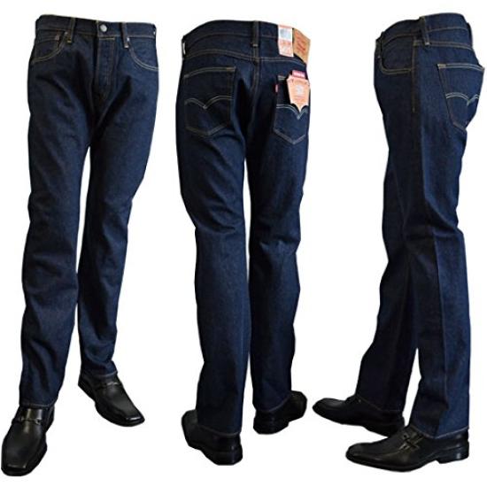 Levi's Men's 501 Button Fly One Wash Straight Jeans Rinse Indigo Waist 34 Length 30