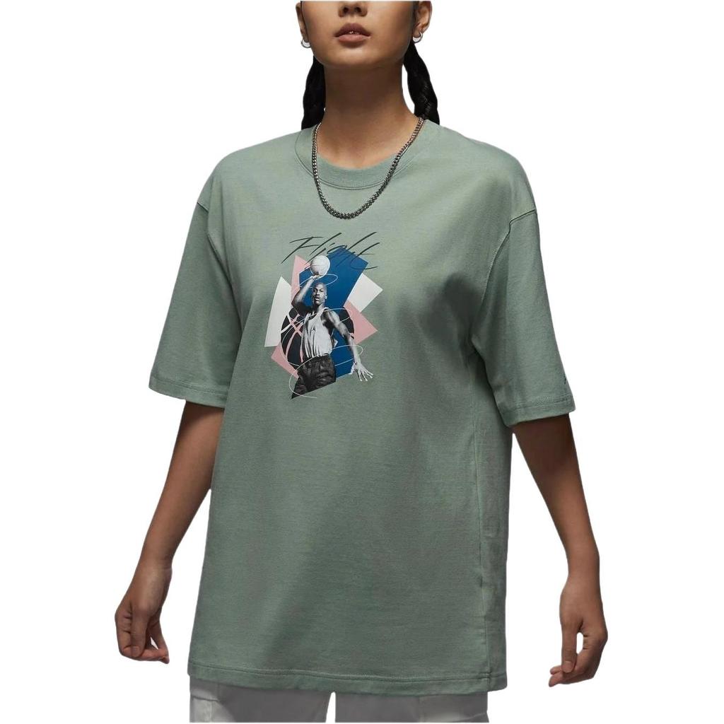 Jordan Fight T Shirts Women's Green Crew Neck Moderate FN5709-304