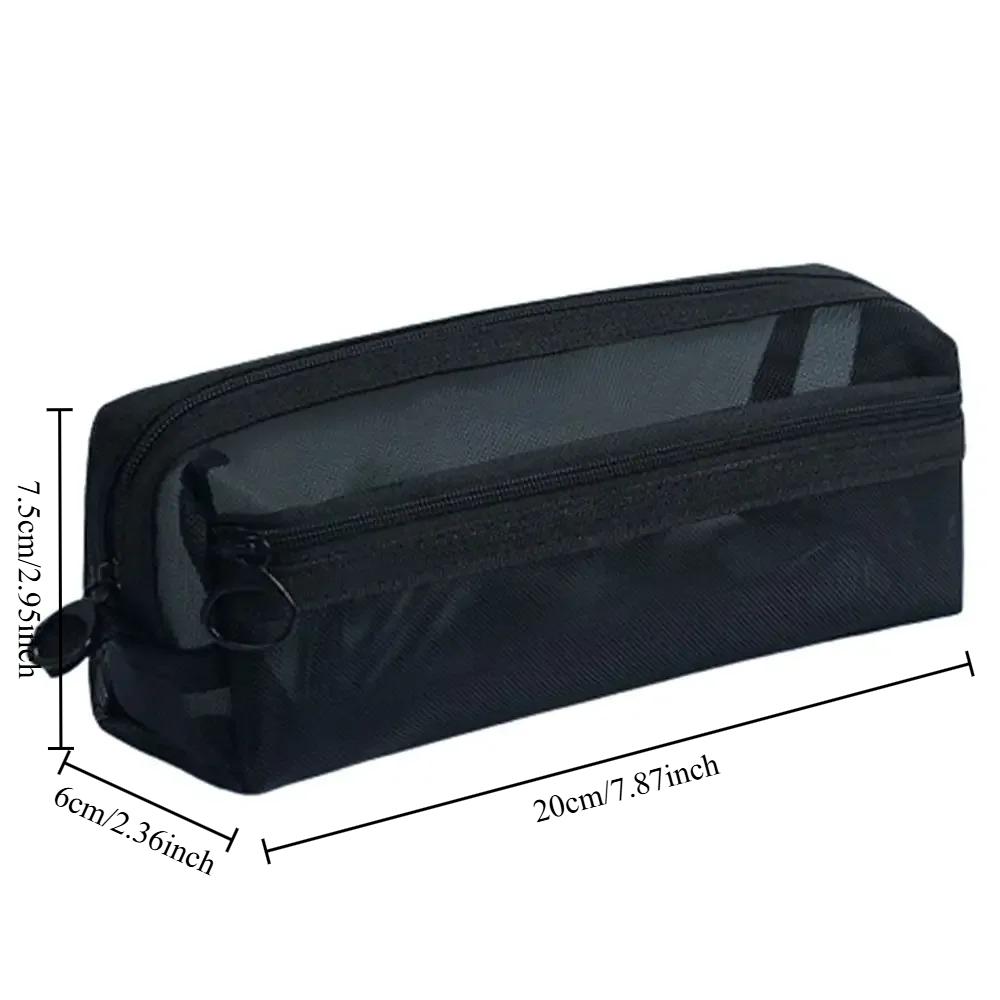 Square Mesh Pencil Case Double-layer Large Capacity Pencil Case Can Enter The Exam Room Pencil Case for Students