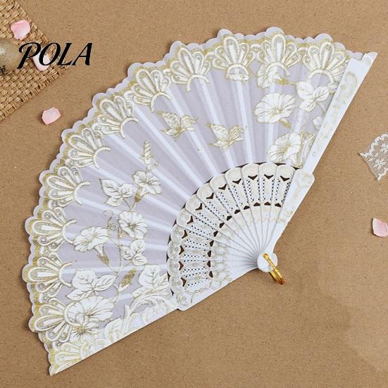 Pocket Fan Handheld Vintage Style Bright Color Exquisite Pattern Fine Workmanship Ultralight Collapsible Cloth Retro Chinese Folding Photography Prop