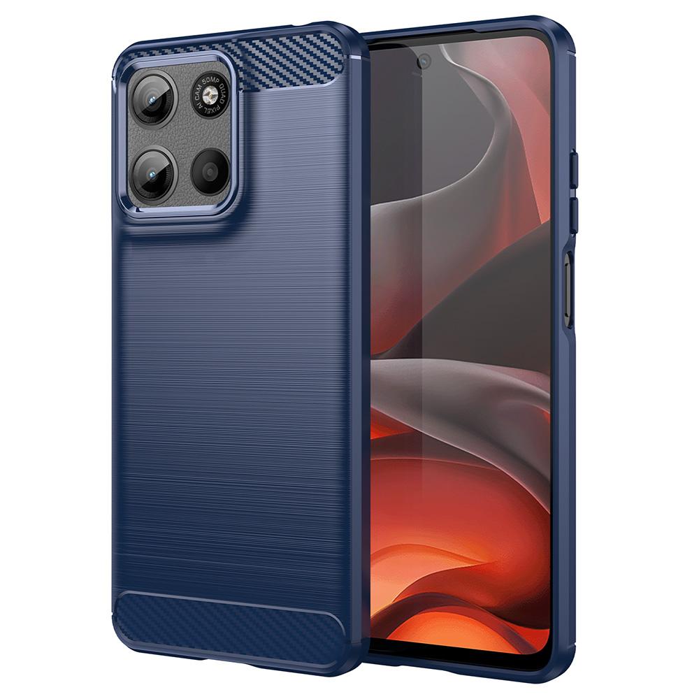 

Для Motorola Moto G15 4G Чехол Защитный чехол для телефона Текстура углеродного волокна Матовый Blue