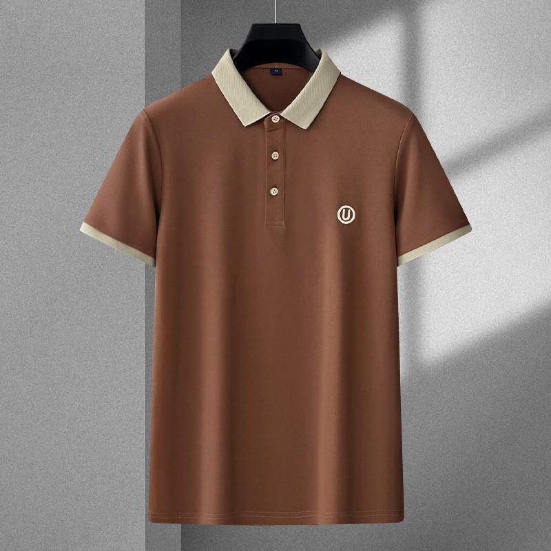 Cămașă polo cu rever la modă pentru bărbați, cu mânecă scurtă, slim fit