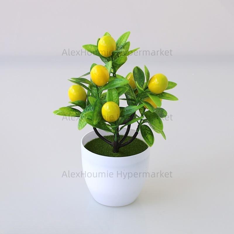 Artificial Lemon Tree Decor Fake Lemon Plants Artificial Lemon Tree Bonsai Fake Greenery Mini Lemon Tree Potted for Home Office