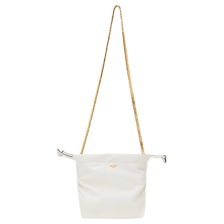 

Moschino Gold Logo Letter Drawstring Leather Shoulder Bag Women bags White A75578002-0002 Basic Set (Bag+Dust Bag)