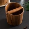 Espresso Knock Bin with Wooden Detachable Bar Coffee Grounds Dump Bin for Restaurant Office Kitchen