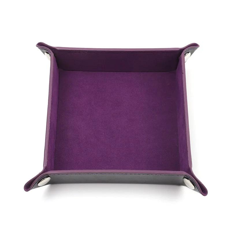Game Hexagon Dice Rolling Folding Storage Tray Holder Creative Pu Leather Velvet Folding Tray Dice Mat Office Desktop Storage