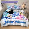 Magical Eeveelutions Custom Name Bedding Set Personalized Washable Custom 3Pcs Duvet Cover Pillowcases Soft Microfiber Home Bedroom Gift