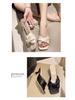 Women's Square Toe Plus Size Stiletto Heel Cross Strap Flip Flops - Medium Heel Fashion Slippers