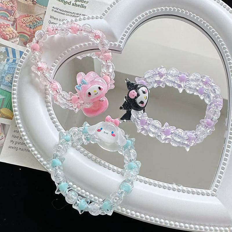 Cartoon Cute  Beaded Kawaii Bracelet  Cinnamoroll Kuromi Imitation  Bracelet High-Value Boudoir Honey Gift