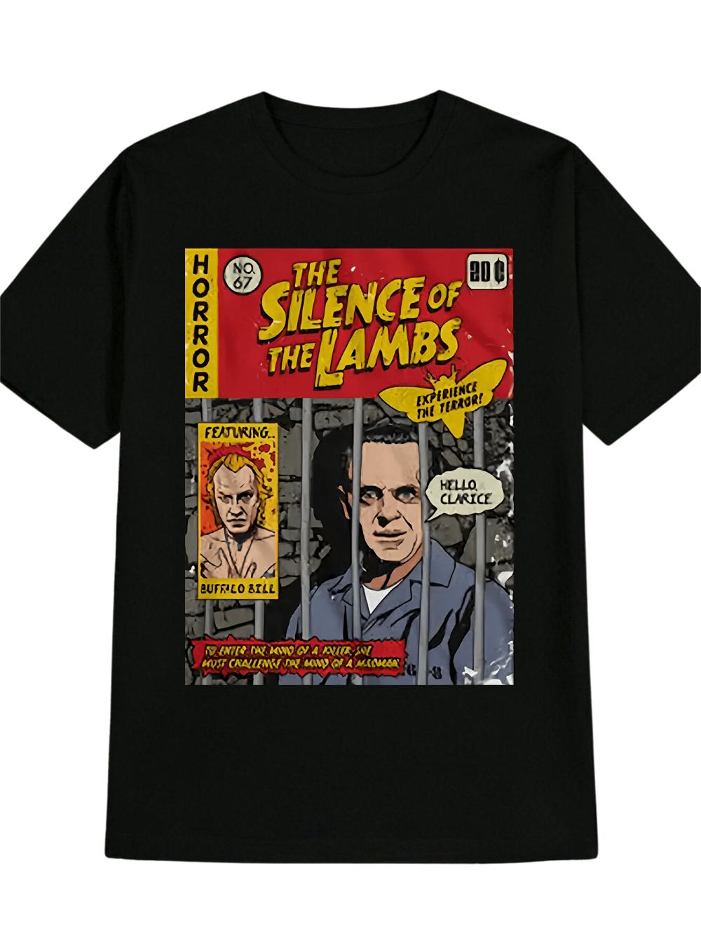 UnisexS Horror Movie Graphic TShirt The Silence of The Lambs Inspired Design with Hannibal Lecter Clarice Starling S