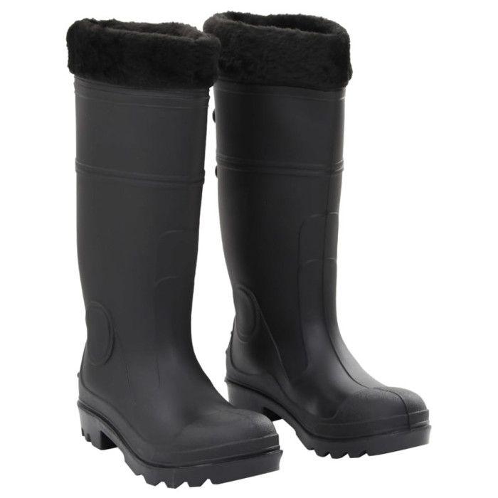 Bottes de pluie avec chaussettes amovibles noir taille 38 PVC