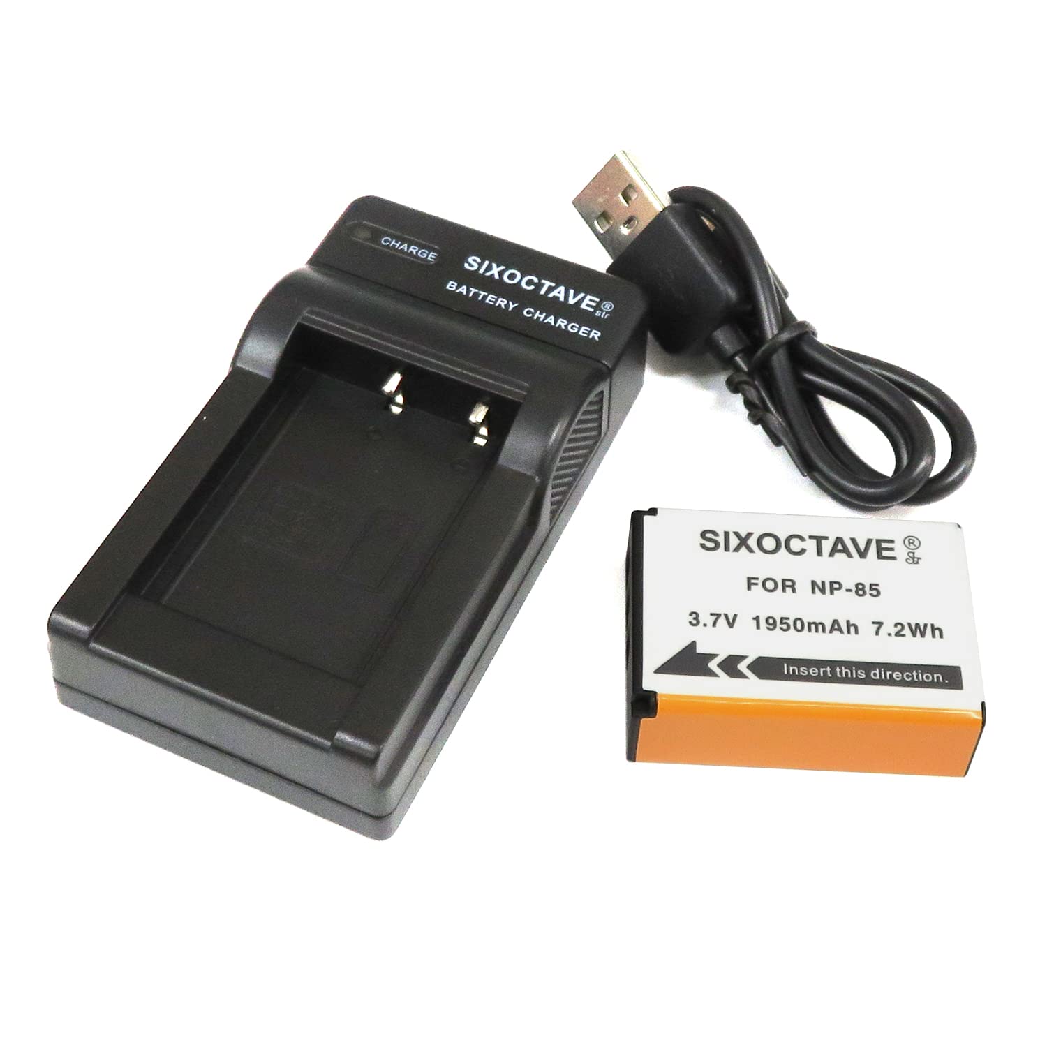 

SIXOCTAVE совместим с Fuji Film, быстрое совместимое зарядное устройство USB, комплект из 2 шт. для FinePix SL300 и других камер NP-85 и BC-85