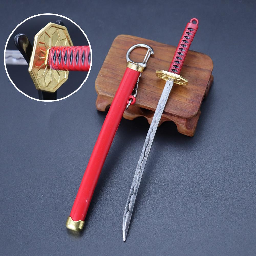 Mini Roronoa Zoro Samurai Sword Keychain Anime Scabbard Key Ring красный