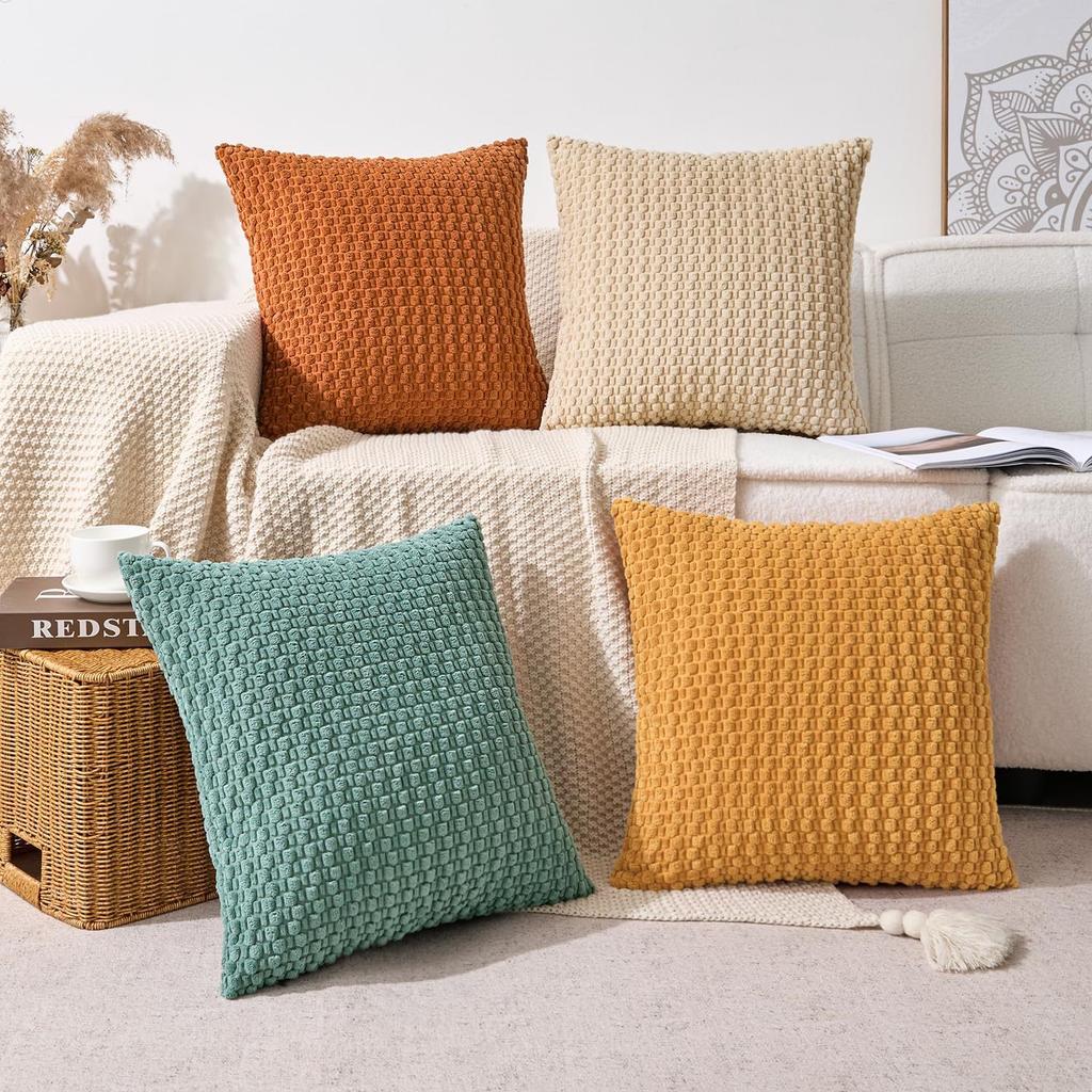 New Corduroy Pillowcase, Cushion Cover, Three-dimensional Bubble Particle Pillow, Plaid Pillowcase, Sofa Backrest