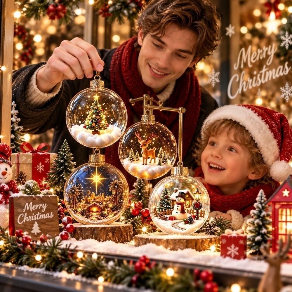 2D Flachmuster Weihnachtsbaumkugel-Schmuck Transparente Feiertagsbaum-Dekoration Geschenketausch
