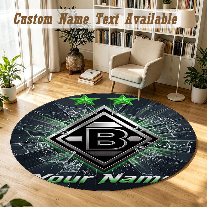 Round Rug Custom NameBorussia Mönchengladbach Pattern Non Slip Carpet Home Floor Decor
