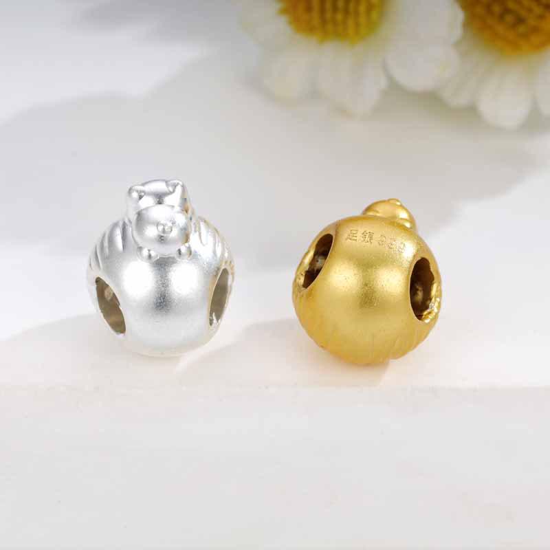 Sterling Silver 999 Dandelion Chinese Herbal Loose Beads for DIY Jewelry Making