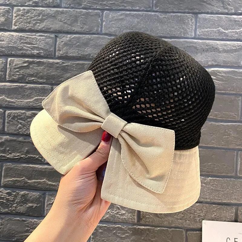 New Sunscreen Hat In Spring And Summer Children's Fashion Bucket Hat Folding Bow Sun Hat Sunscreen Hat