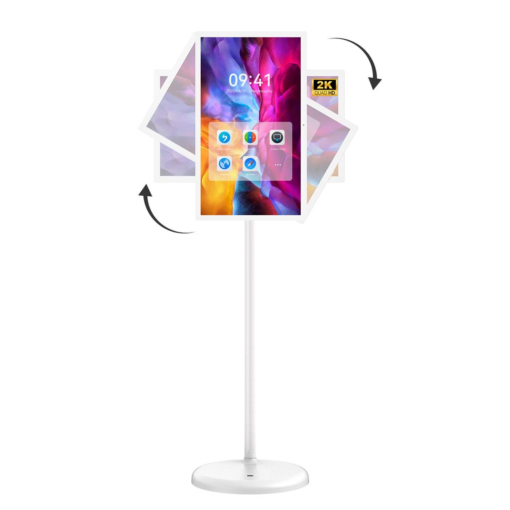 MWE Ready to Shio 22 Inch Portable Lcd Display Smart TVs LED Backlight White with Wheels Touch Screen Streaming Live Television