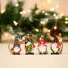 12 Set Wooden Of Colorful Old Man Couple Style Christmas Tree Ornaments