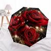 1 PC Automatic Folding Umbrella - Red Roses Pattern, Portable & Foldable Design with 8 Ribs, Christmas Birthday Gifts