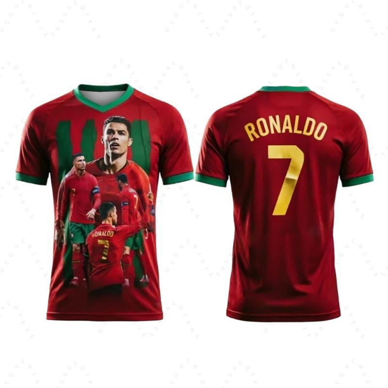 Maglia da Calcio Estiva Commemorativa per Fan di Ronaldo Numero 7 T-Shirt Sportiva Estiva da Uomo