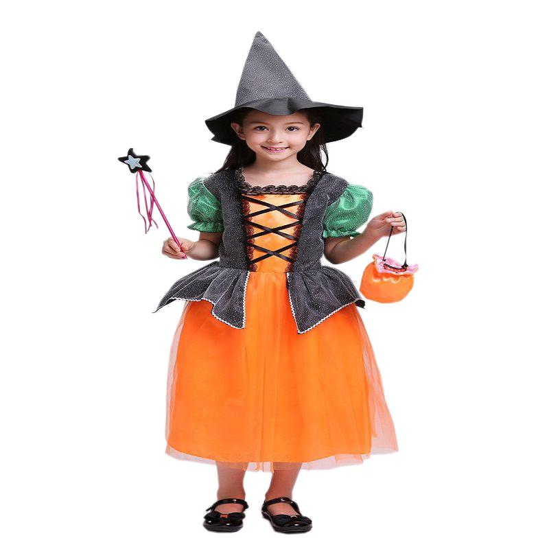 Children Cosplay Halloween Witch Costume Teens Baby Girl Gown Dress Infant