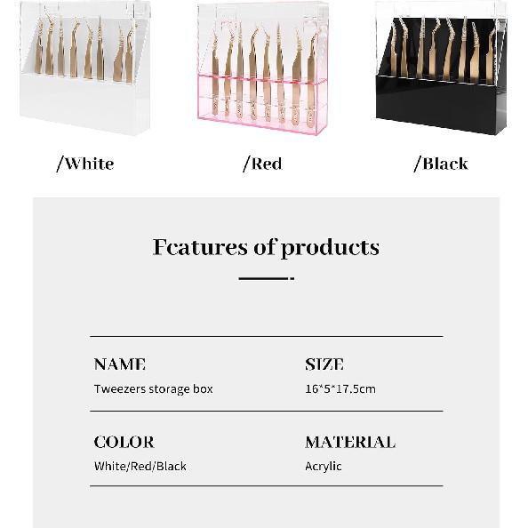 Tweezers Storage Box 8 Holes Holder Lash Tweezers Storage for Eyelash Extensions Eyelash Professional(Black,Only the Box)