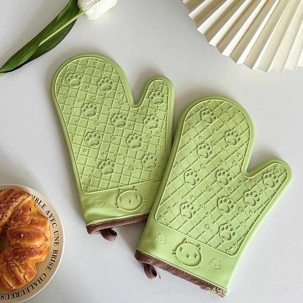 Anti-scalding insulation gloves High temperature resistant silicone kitchen microwave oven gloves anti-slip baking oven gloves