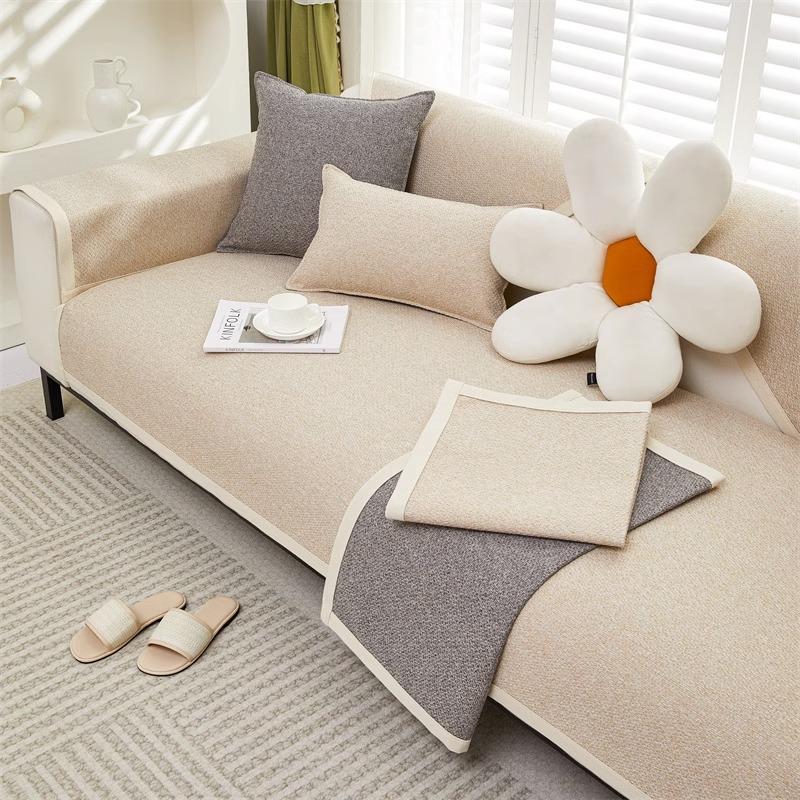 Cotton Linen Sofa Cushion Fabric Linen Cushion Four Seasons Universal Non-Slip Simple Modern Sofa Cover Cover Cloth
